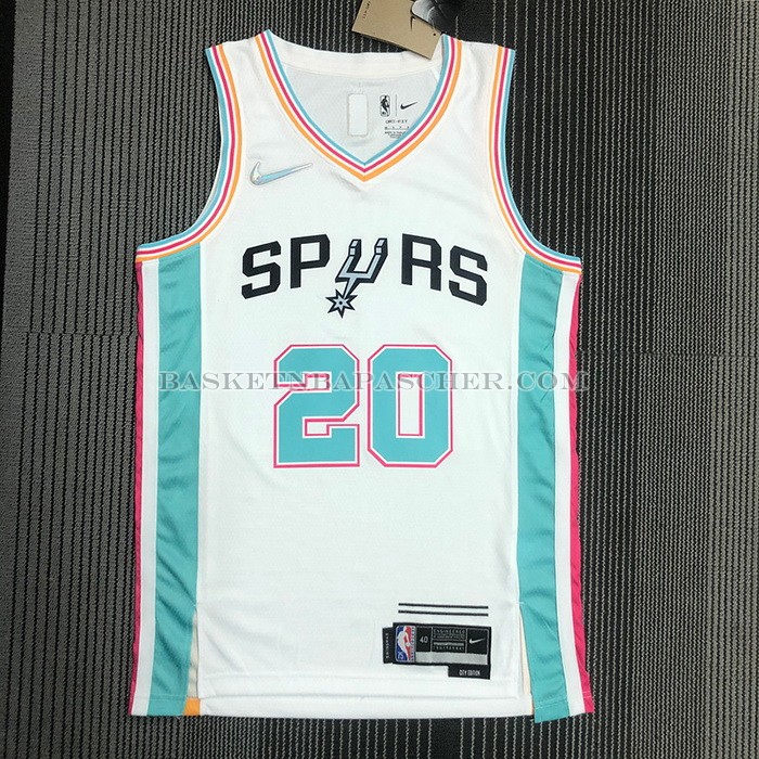 Maillot San Antonio Spurs Manu Ginobili NO 20 Ville 2021-22 Blanc